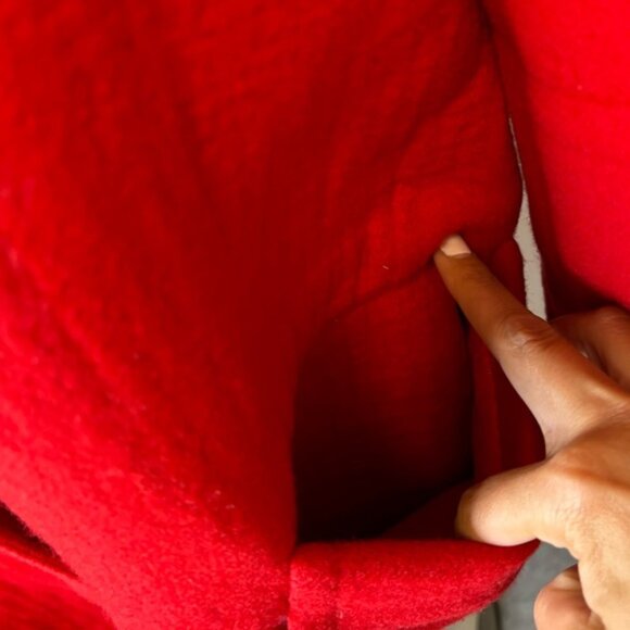 HELMUT LANG Red Wool Blanket Coat Large Oversized Overcoat Pea Coat Jacket - Picture 9 of 14